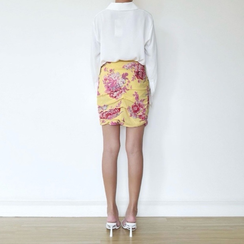 NEW Mango MNG Floral Ruched Ruffle Skirt - Picture 6 of 6